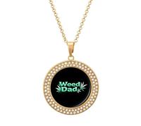 Weed Dad Stylish Circle Necklace Pendant Multicolored Diamond Necklaces Jewelry Gift for Women