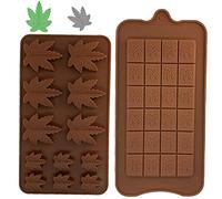 Weed Edible Silicone Leaf Cannabis Mold and Chocolate Bar Breakable Mold, Gummy, Marijuana Pot for Muffins, Cookie, Fondant, Greenery Candy, Hemp - 2 Different Molds