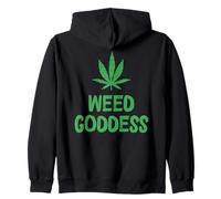 Weed Goddess Marijuana Leaf Cannabis Funny Zip Hoodie