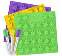 Weed Leaf Gummy Mold Bpa Free - Set of 3 - 3 Droppers, Silicone Candy Molds, Marijuana Gummy Molds Cannabis Kit