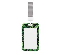 Weed-Leaves-Green Abs Vertical Id Badge Holder, Name Badge with Clear Scanning Film