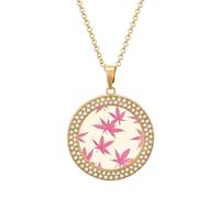Weed Leaves Pattern Women's Necklaces Round Long Alloy Pendant Necklace Minimalist Tiny Jewelry Gift Golden-style