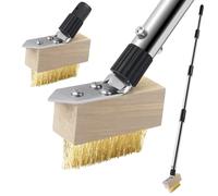 Weed Moss Remover Patio Brush with Long Handle, Block Paving Brush Weeding Tool, Wire Grout Cleaner Crack Weeder for Driveway Path Paver Decks (2 Heads)