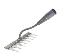 Weed Rake Heavy Duty Garden Rake with Teeth Multi-Use Weeding Puller for Backyard Farm Planting Garden Lawns and Flower Beds, Eight Teeth