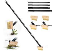 Weed Removal Brush/Moss Remover Tool Set - 2 Sets of 4 Replaceable Heads with Adjustable 60" Long Handle, Weed Remover Tool for Cleaning Block Paving, Driveway and Garden Path, Angled Bristles