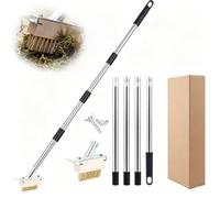 Weed Remover Tool, Patio Weed Remover Tool with Wire Brush & Scraper | Garden Weeding Tool for Block Paving, Driveway, Patio Cleaner Brush for Removing Moss, Grass, Long Handle Outdoor Tool