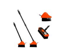 Weed Remover Tool Wire Brush Scraper Set Broom Twin Heads Set 3 in 1 Extendable Telescopic Handle Paving Garden Patio Cleaner Remove Weed & Moss from Block Path Patio and Driveway Orange