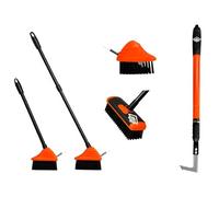 Weed Remover Tool Wire Brush Scraper Set Broom Twin Heads Set 4 in 1 Extendable Telescopic Handle Paving Garden Patio Groove Edging Hand Tool Weeder Cleaner Stainless Steel Weed Remover UK