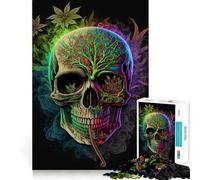Weed Skull 1000-piece Jigsaw Puzzles Brain Focus Game Expert Cutting Craftsmanship Fascinating Hobby for Idle Moments (38x26cm)