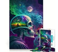 Weed Skull 1000 Piece Teenager Puzzles Mental Focus Game Precision Cut Smooth Edges Christmas Stocking Stuffer Game (38x52cm)