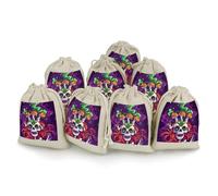 Weed Skull Psychedelic Mushrooms 8Pcs Drawstring Gift Bags Reusable Hessian Bags for Wedding Favors Party Jewelry Pouches