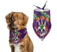 Weed Skull Psychedelic Mushrooms Dog Bandana Pet Scarf for Small Medium Large Dogs Triangle Bibs Photo Prop Gift