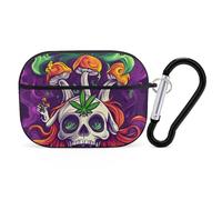 Weed Skull Psychedelic Mushrooms Hard Shell Case Skin Accessories Cover with Hanging Loop Compatible with AirPods Pro 2