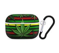 Weed Striped Airpod Pro Case AirPods 2 Case for Women Hard Shell Protective Cover with Carabiner Keychain Compatible with AirPods Case 2nd 1st Generation, Front LED Visible White