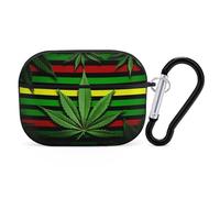 Weed Striped Airpod Pro Case AirPods 2 Case for Women Hard Shell Protective Cover with Carabiner Keychain Compatible with AirPods Case 2nd 1st Generation, Front LED Visible Black