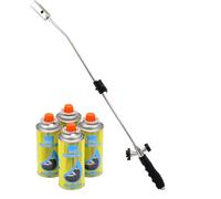 Weed Wand Killer with Adjustable Flame - Blowtorch Butane Gas Destroys Garden Moss, Fungus, De-Icing, Lighting BBQ's - Weed Zapper with Cordless Design (Weed Wand + 4 Canisters)
