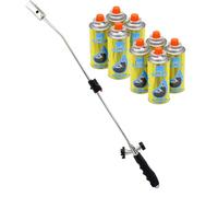 Weed Wand Killer with Adjustable Flame - Blowtorch Butane Gas Destroys Garden Moss, Fungus, De-Icing, Lighting BBQ's - Weed Zapper with Cordless Design (Weed Wand + 8 Canisters)