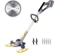 Weed Whacker Cordless, Lightweight Edger Trimmer, Electric Weed Trimmer Rechargeable, 90° Cutting Head, Anti-Collision Steel Ring, Non-Slip Handle, For Lawns And Farmland, Diy Garden, Lawn Care 21A