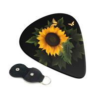 Weed With Sunflower Guitar Picks 6-Pack - Pick Set (0.46mm / 0.71mm / 0.96mm) Suitable For Guitar And Ukulele Playing