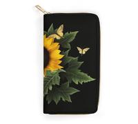 Weed with Sunflower Leather Wallet, Bifold Stylish Wallets, Credit Card Holder for Passport Covers, Purse Passport Bag for Men Women