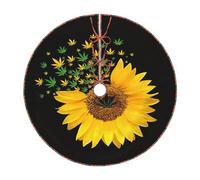 Weed With Sunflower Print Christmas Tree Skirt,Holiday Decoration,Suitable For Traditional Farmhouse Christmas Tree Mat