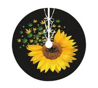 Weed With Sunflower Print Christmas Tree Skirt,Holiday Decoration,Suitable For Traditional Farmhouse Christmas Tree Mat