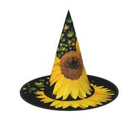Weed With Sunflower Print Halloween Wide Brim Foldable Hat Suitable For Cosplay,Masquerade And Carnival-1 Piece