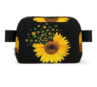 Weed with Sunflower Print Unisex Waist Bag Wear-Resistant Belt Bag Hip Bag with Adjustable Strap for Hiking and Travel