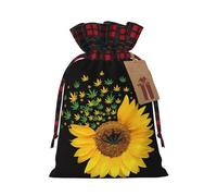 Weed With Sunflower Printed Gift Bag, Perfect Color Blocking Burlap Gift Bag