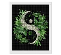 Weed Yin and Yang Leaf Diamond Art Painting Kits Square Full Drill Diamond Art Painting DIY Diamond Dot Arts Crafts 16"x20"