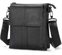 WeeDee Sling Bag Leather Shoulder Bag Chest Bag Shoulder Bag Men's Bum Bag Backpack Daypacks Water Resistant (666-Black)
