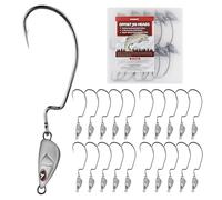 Weedless Offset Jig Heads - 20PCS Reinforced Jig Head Hooks for Bass, Trout & Pike Fishing, Weed-Resistant Anti-Snag Jig Heads, Ideal for Freshwater & Saltwater Anglers
