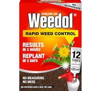 Weedol Rapid Weed Control 12 Concentrate Tubes | Glyphosate-Free Fast Action Weedkiller | Visible Results in 3 Hours | Replant in 3 Days | Treats 120m² | 12 x Easy-Dose Tubes
