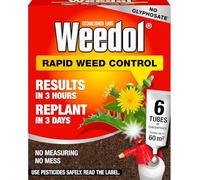 Weedol Rapid Weed Control 6 Concentrate Tubes | Glyphosate-Free Fast Action Weedkiller | Visible Results in 3 Hours | Replant in 3 Days | Treats 60m² | 6 x Easy-Dose Tubes