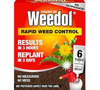 Weedol Rapid Weed Control Concentrate Tubes,Tube Carton - Fast Acting, Kills Weeds & Roots, Effective Weed Killer for Lawns & Gardens, Convenient, Easy to Use, High Strength Formula (6 Tube Carton)