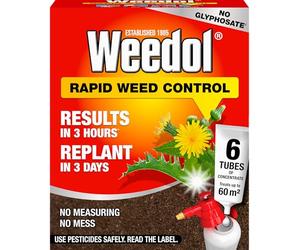 Weedol Rapid Weed Control Concentrate Tubes,Tube Carton - Fast Acting, Kills Weeds & Roots, Effective Weed Killer for Lawns & Gardens, Convenient, Easy to Use, High Strength Formula (6 Tube Carton)