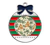 Weeds And Pizza Funny Christmas Pendant Charms Metal Hanging Xmas Tree Ornament Necklace Jewelry Circular