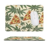 Weeds And Pizza Trendy Gaming Mouse Pad Rubber Base Non-Slip Large Desk Mat Home Office 7.9"x9.4"