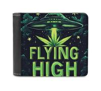 Weeds Flying High Aliens Slim Leather Men's Wallets with 6 Card Holders Minimalist Billfold Travel Purse