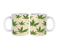 Weeds Pattern White Coffee Mug Stylish Ceramic Cups 330ml Funny Gift for Women Men
