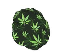Weeds Shower Cap for Women Waterproof Washable Reusable PEVA Lining Adjustable Elasticized Hem for All long Hair Bath Caps