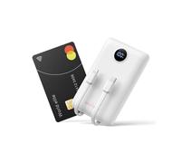 WeeFancy 10000mAh Power Bank Fast Charging, Small Portable Charger with Built in Cable, Travel Essentials (White)