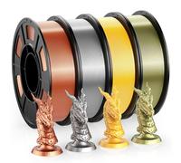 WEEFUN Silk PLA 3D Printer Filament Pack 200g X 4 Spools, PLA Filaments 1.75mm, 3D Printing Filament for 3D Printer Pure Red Copper/Silver/Bronze/Gold, Compatible with FDM 3D Printers, Total 800g