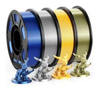 WEEFUN Silk PLA 3D Printer Filament Pack 200g X 4 Spools, PLA Filaments 1.75mm, 3D Printing Filament for 3D Printer Silk Jewel Blue/Silver/Bronze/Gold, Compatible with FDM 3D Printers, Total 800g