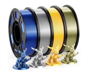 WEEFUN Silk PLA 3D Printer Filament Pack 200g X 4 Spools, PLA Filaments 1.75mm, 3D Printing Filament for 3D Printer Silk Jewel Blue/Silver/Bronze/Gold, Compatible with FDM 3D Printers, Total 800g