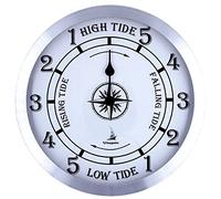WEEGEEKS Nautical Clock, 10 Inch Tide Clock, Aluminum, Silver, Wall Mount, Battery Powered, Silent