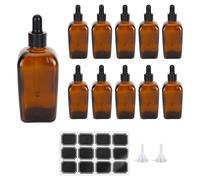 WeeGoo 10 Pcs 100 ml Amber Glass Dropper Bottle, Square Brown Bottle