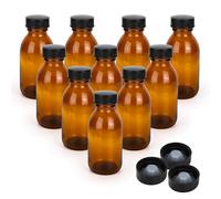 WeeGoo 10 PCS Amber Glass Bottles with Black Lids, 100Ml Empty Brown Glass Bottles, Refillable Container for Essential Oils Perfume Vanilla Extract