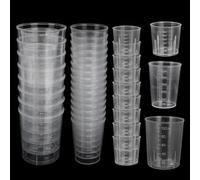WeeGoo 100 PCS Plastic Measure Cups, 30ML 50ML 100ML Clear Resin Mixing Cups, Small Graduated Measuring Jugs for Kitchen Painting Crafts Laboratory