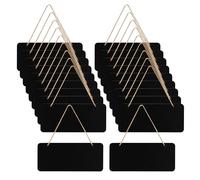 WeeGoo 20 PCS Double Sided Mini Hanging Chalkboard Signs, 18.5x8 CM Wooden Small Hanging Blackboard Sign, Reusable Mini Rectangle Blackboard for Home Kitchen Office Restaurants